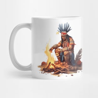 Native American at Bonfire Mug